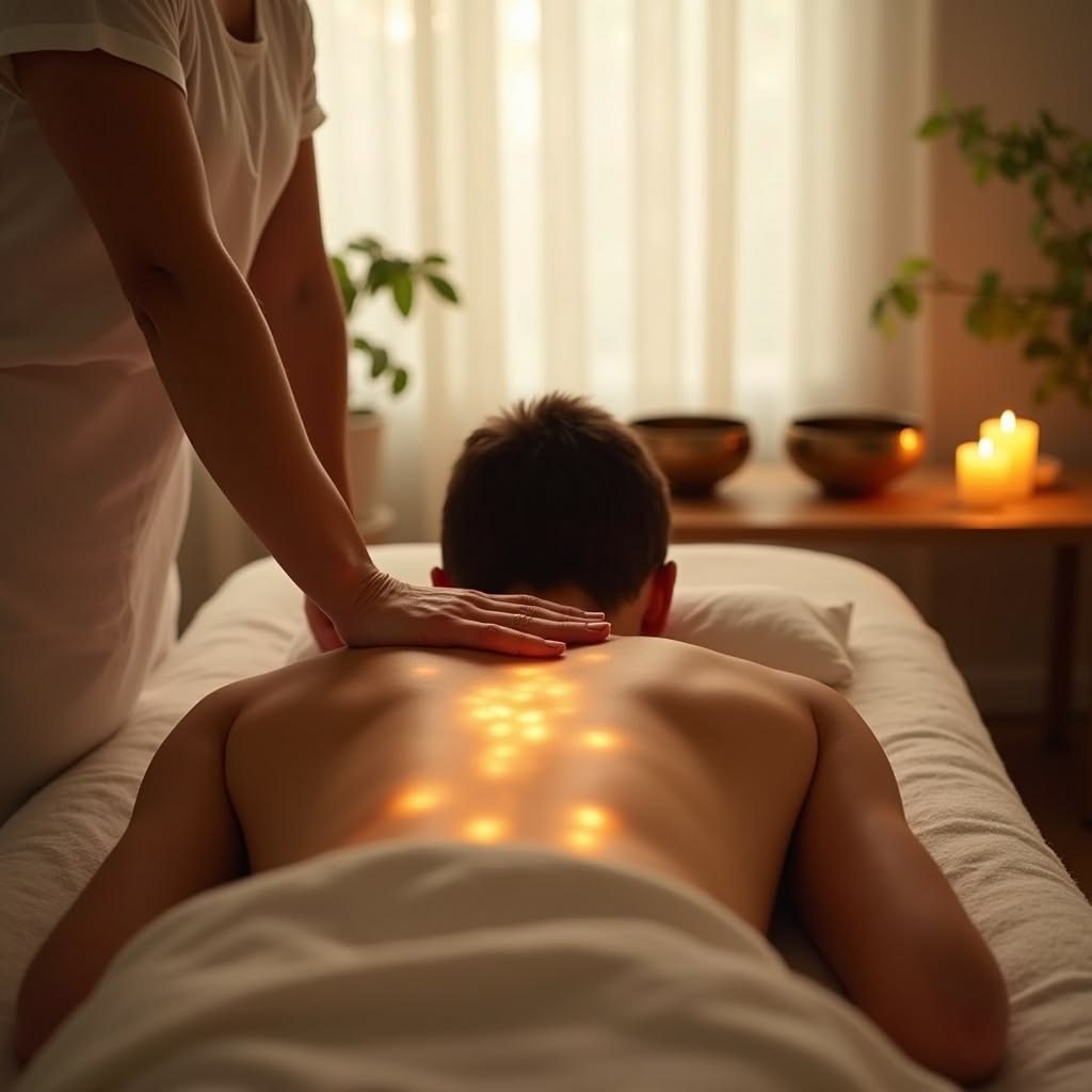 Massagem relaxante no pescoço e ombros